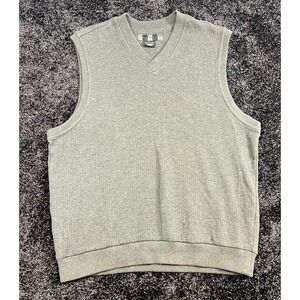 Vintage Rare Nike Golf Ribbed Knit Sleeveless Sweater Vest V-Neck Gray Mens L